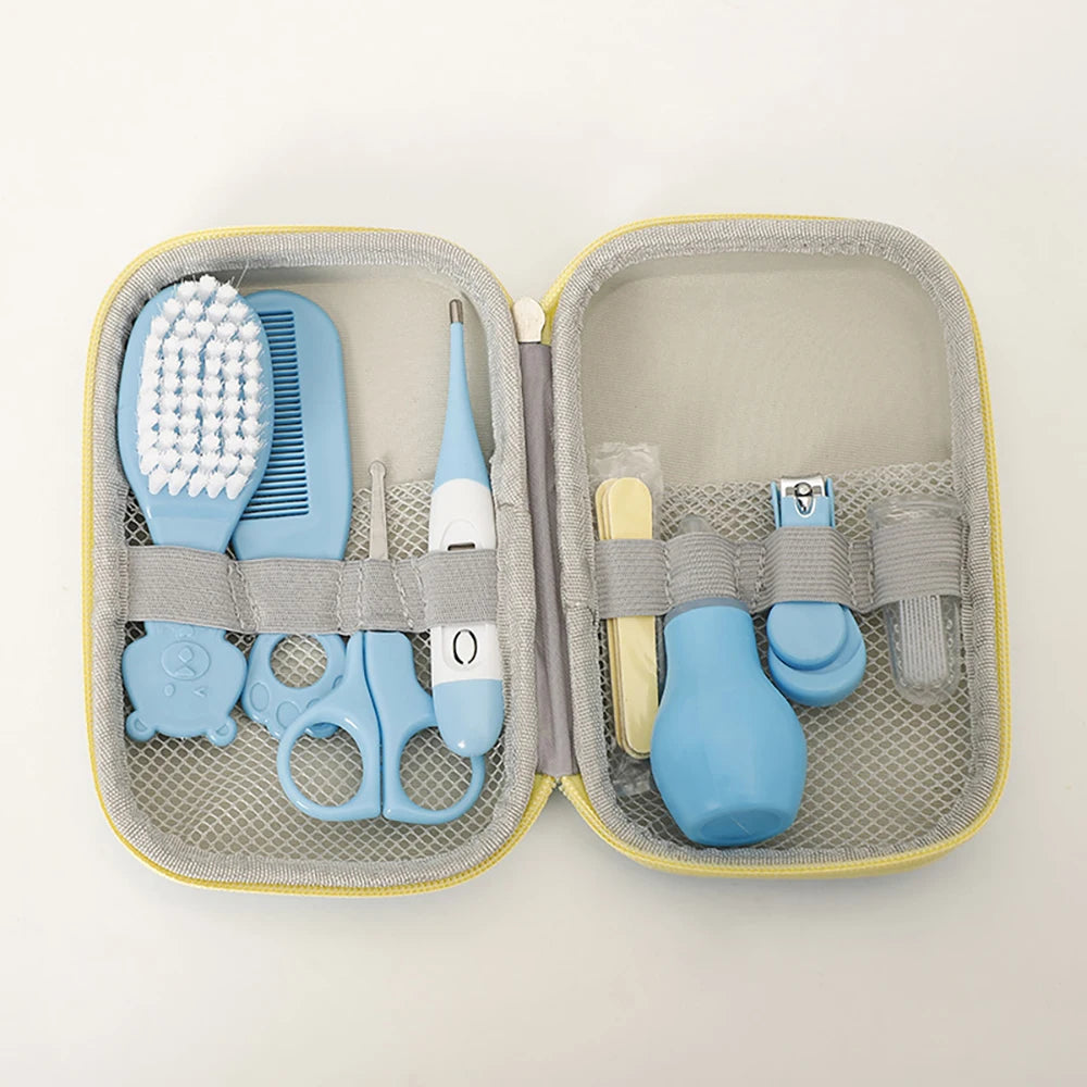 Kit de Soins pour Bébé AnGku - 8 Pièces - Trousse d'Hygiène Complète avec Boîte EVA