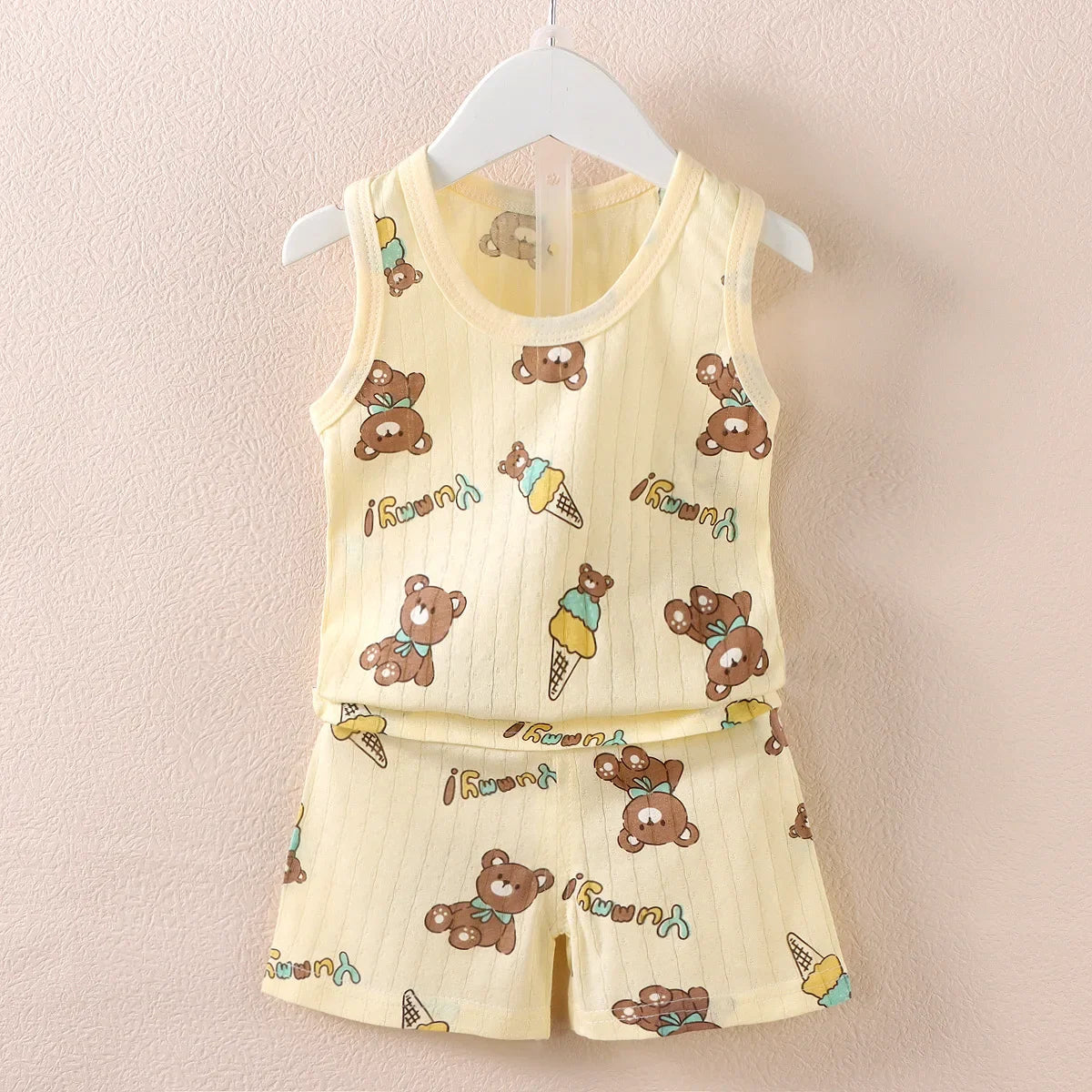 Ensemble bébé 2 pièces en coton imprimé - Débardeur + Short respirant pour filles et garçons - Été
