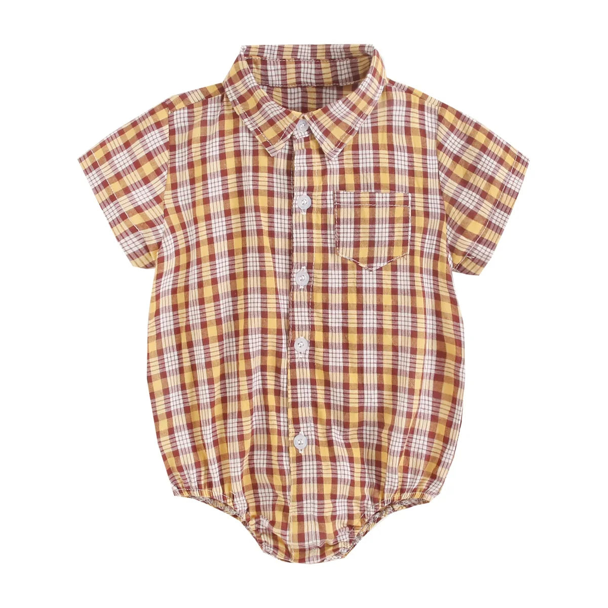 Body Manches Courtes pour Bébé Garçon - Coton Doux - Motif Carreaux - 0 à 12 mois