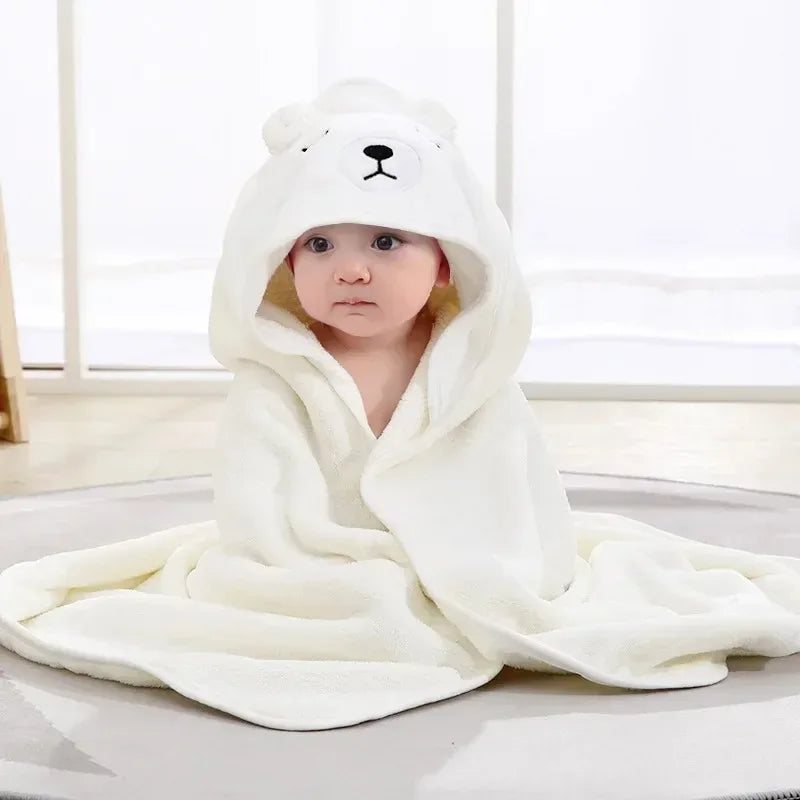 Serviette de Bain Bébé à Capuche - Motif Animal Cartoon - Peignoir Doux - 0-3 ans