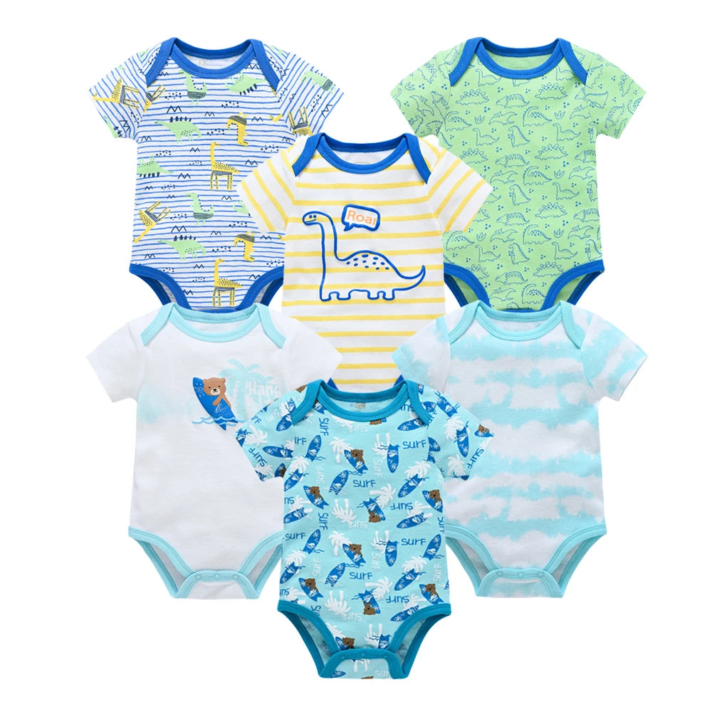 Bodies bébé fille lot de 3 ou 6 pièces - Vêtements d'été en coton manches courtes pour nouveau-nés 0-3 mois