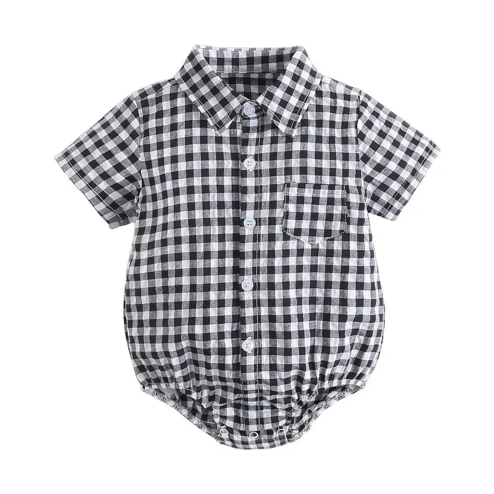 Body Manches Courtes pour Bébé Garçon - Coton Doux - Motif Carreaux - 0 à 12 mois