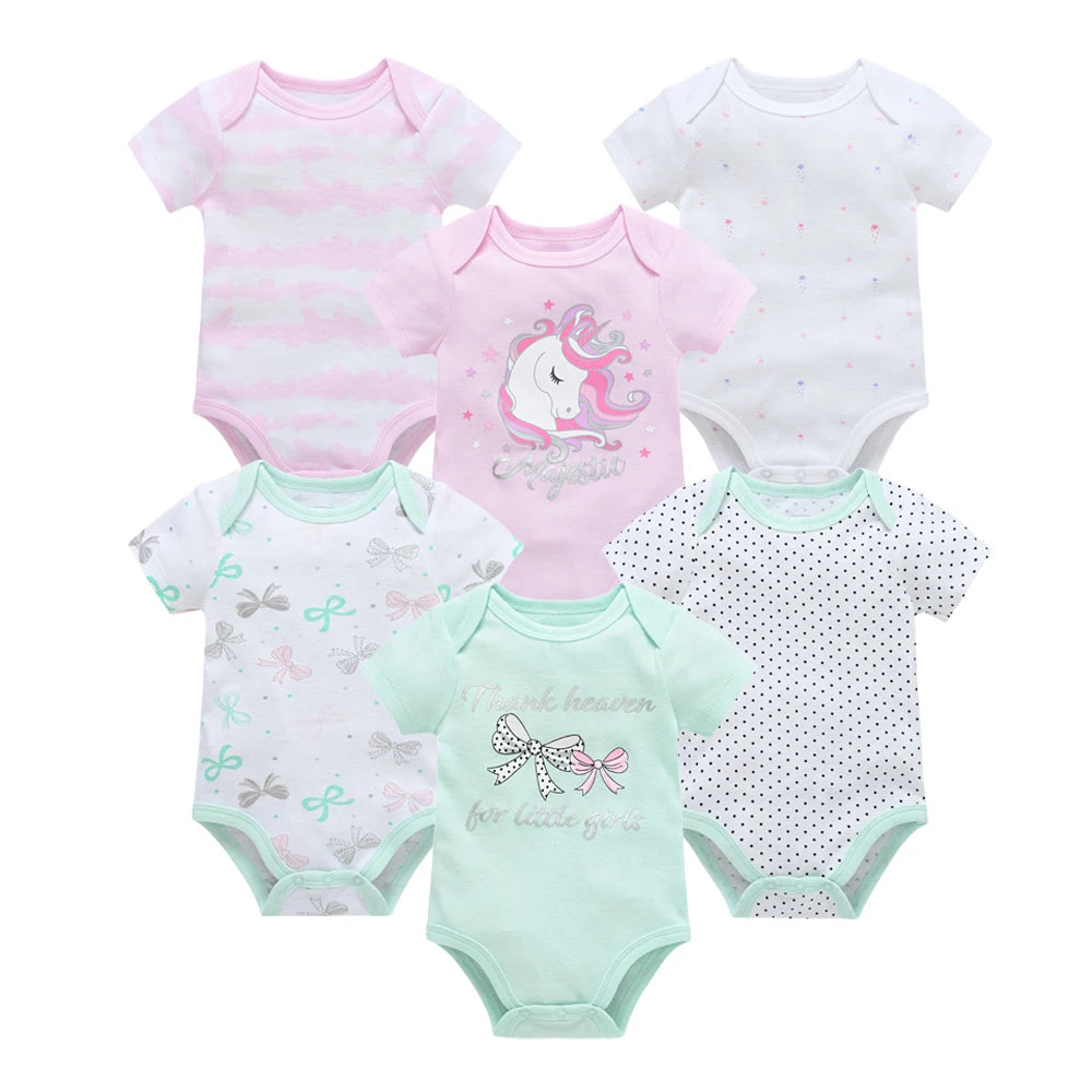 Bodies bébé fille lot de 3 ou 6 pièces - Vêtements d'été en coton manches courtes pour nouveau-nés 0-3 mois