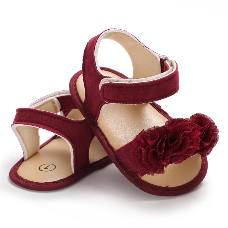 Sandales bébé fille semelles souples - Chaussures d'été plates pour nouveau-né et premiers pas - Plage et cérémonie
