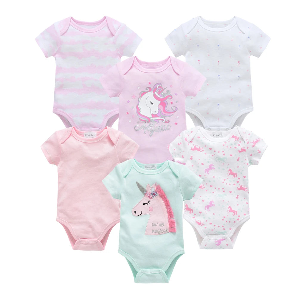 Bodies bébé fille lot de 3 ou 6 pièces - Vêtements d'été en coton manches courtes pour nouveau-nés 0-3 mois