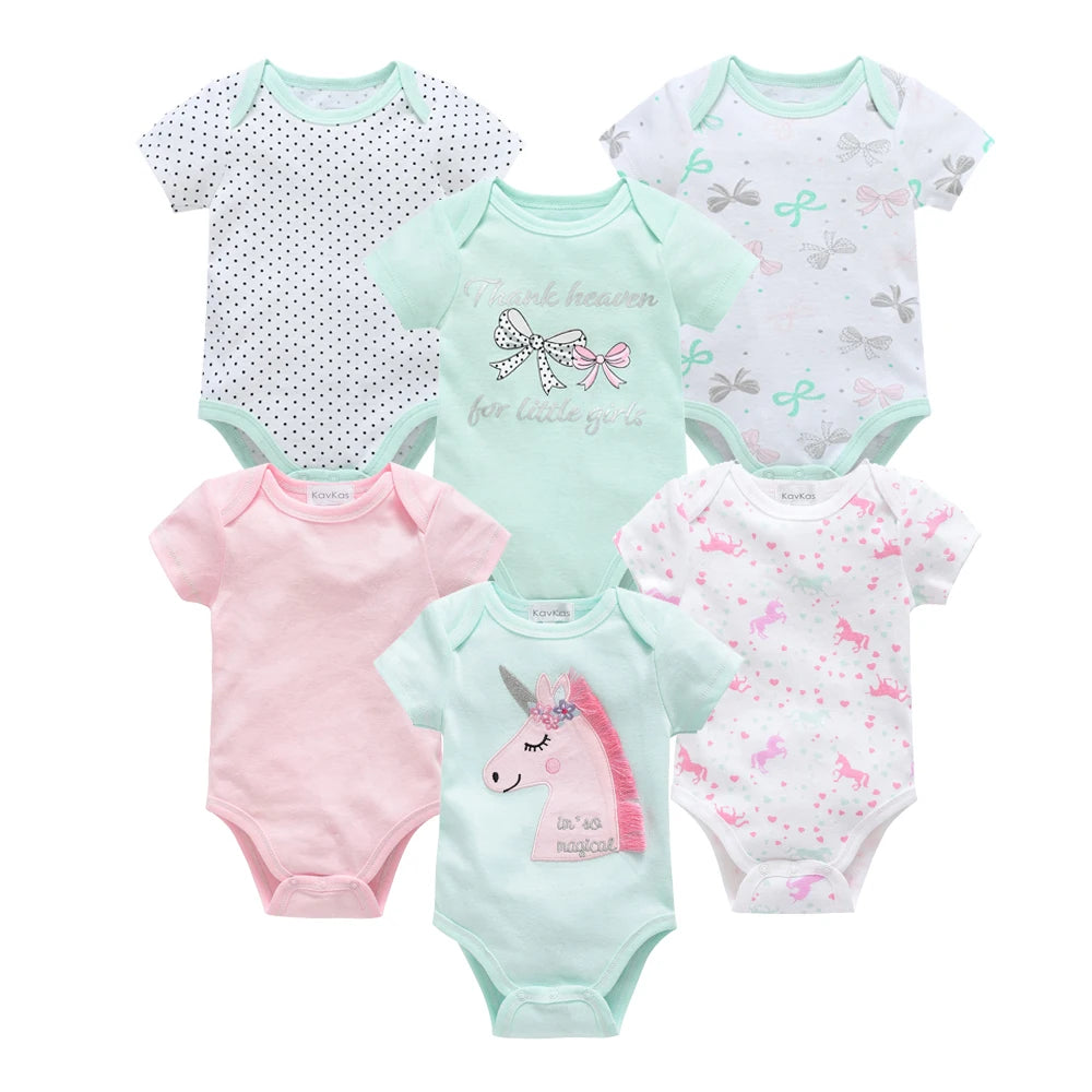 Bodies bébé fille lot de 3 ou 6 pièces - Vêtements d'été en coton manches courtes pour nouveau-nés 0-3 mois