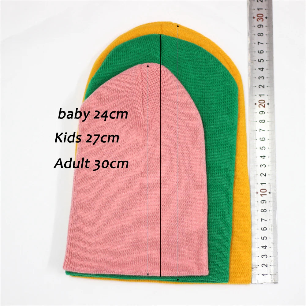 Bonnets Famille Assortis - Papa Maman Enfant Bébé - Coton Tricoté Doux - Couleurs Pastel