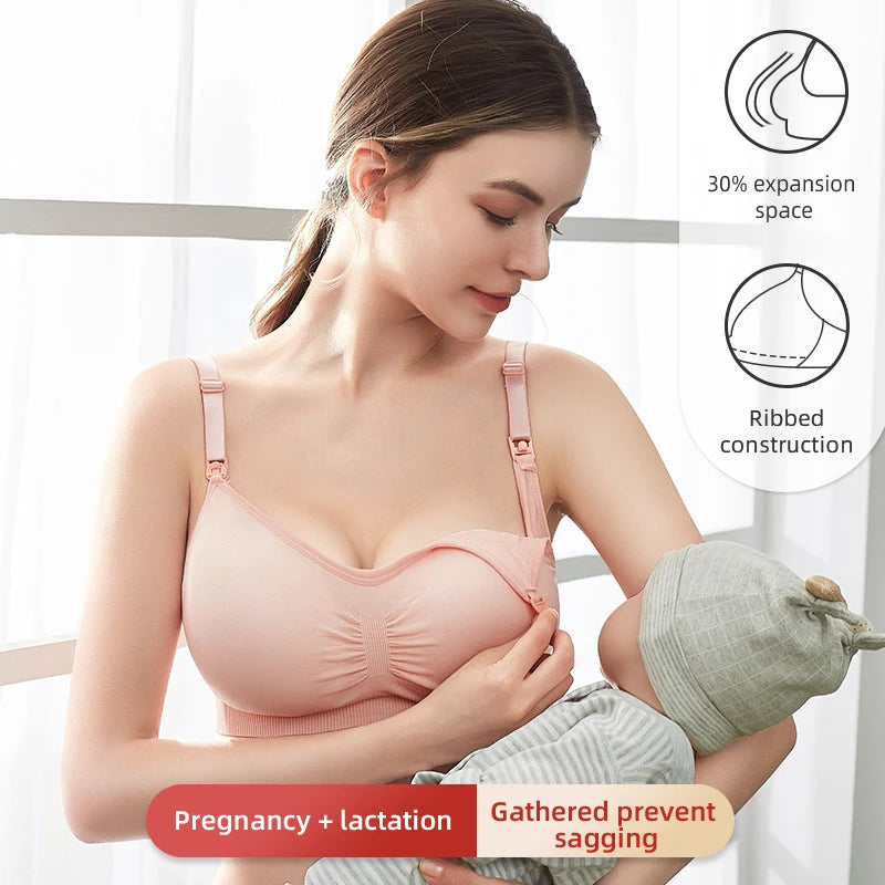 Soutien-gorge d'allaitement respirant sans couture - Soutien-gorge de maternité grande taille avec maintien