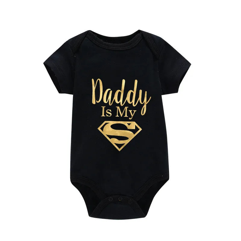 Body bébé "Daddy Is My Hero" imprimé doré - Barboteuse amusante pour nouveau-né fille et garçon