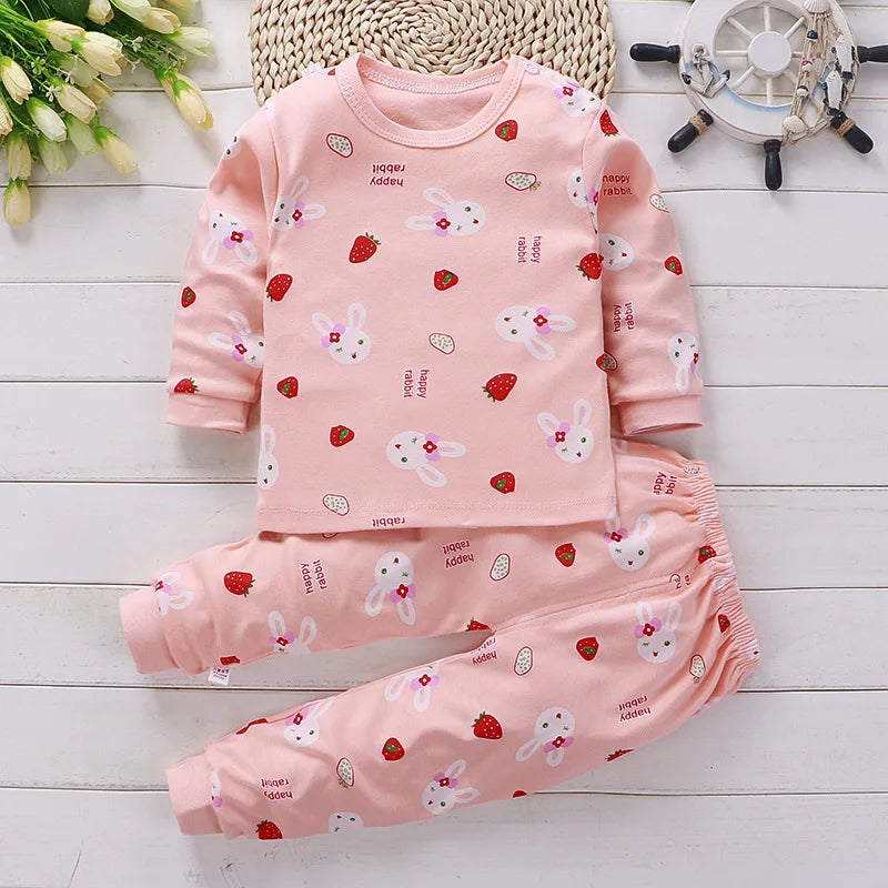 Ensemble Pyjama Enfant en Coton - Automne Hiver - Fille et Garçon - Sous-vêtements Chauds