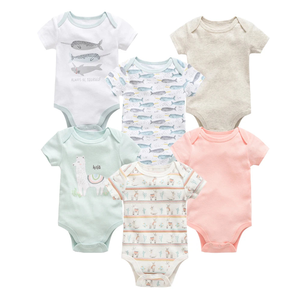 Bodies bébé fille lot de 3 ou 6 pièces - Vêtements d'été en coton manches courtes pour nouveau-nés 0-3 mois