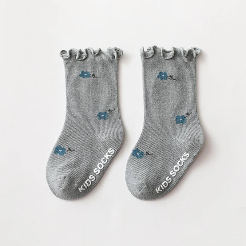 Chaussettes à Volants pour Bébé Fille - Coton Doux - Motif Fleurs - 0 à 5 ans