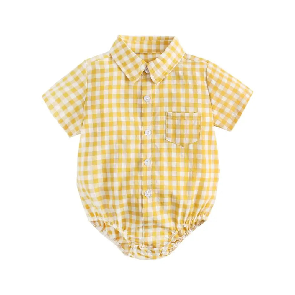 Body Manches Courtes pour Bébé Garçon - Coton Doux - Motif Carreaux - 0 à 12 mois