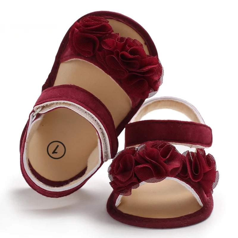 Sandales bébé fille semelles souples - Chaussures d'été plates pour nouveau-né et premiers pas - Plage et cérémonie