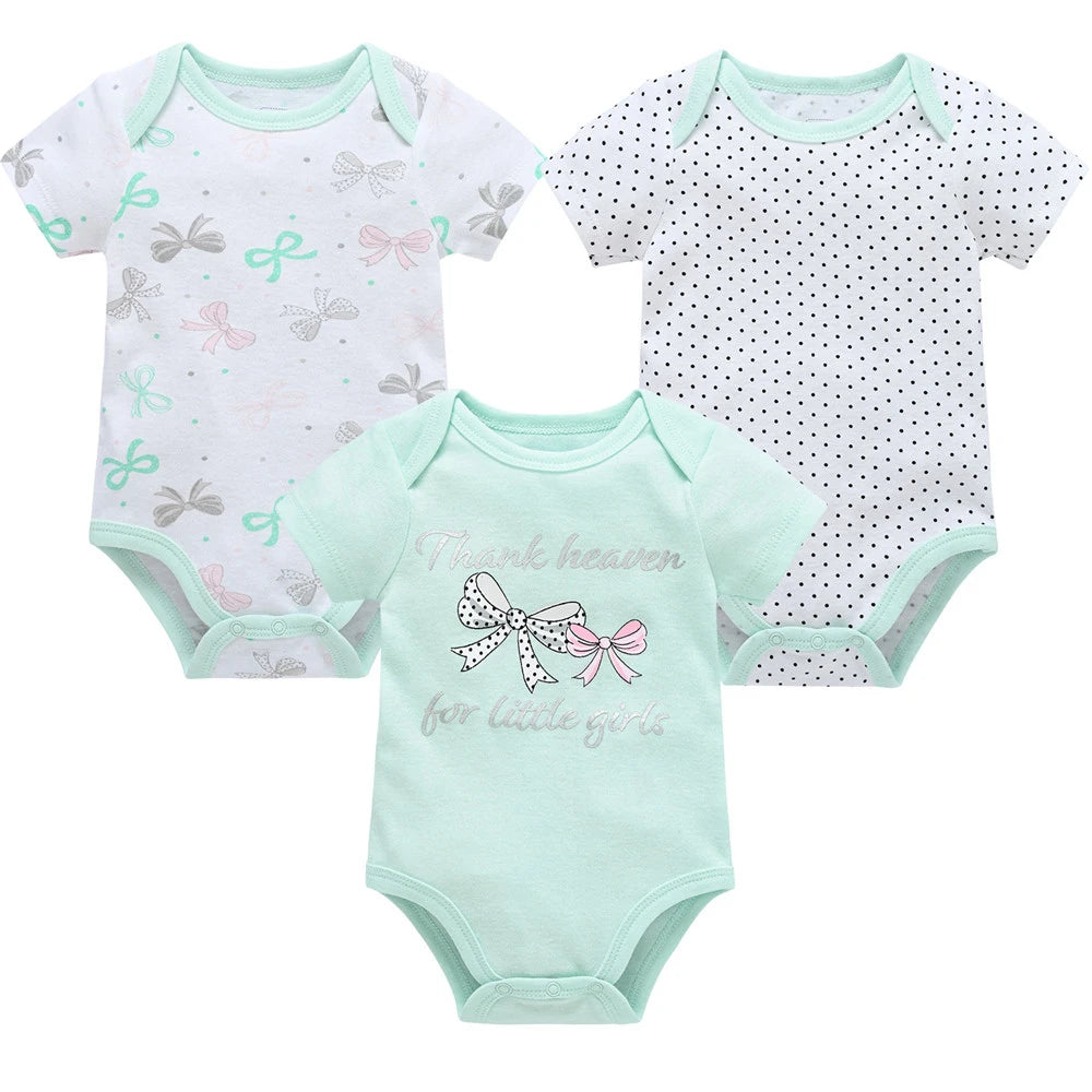 Bodies bébé fille lot de 3 ou 6 pièces - Vêtements d'été en coton manches courtes pour nouveau-nés 0-3 mois