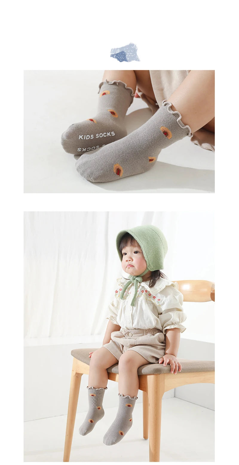 Chaussettes à Volants pour Bébé Fille - Coton Doux - Motif Fleurs - 0 à 5 ans