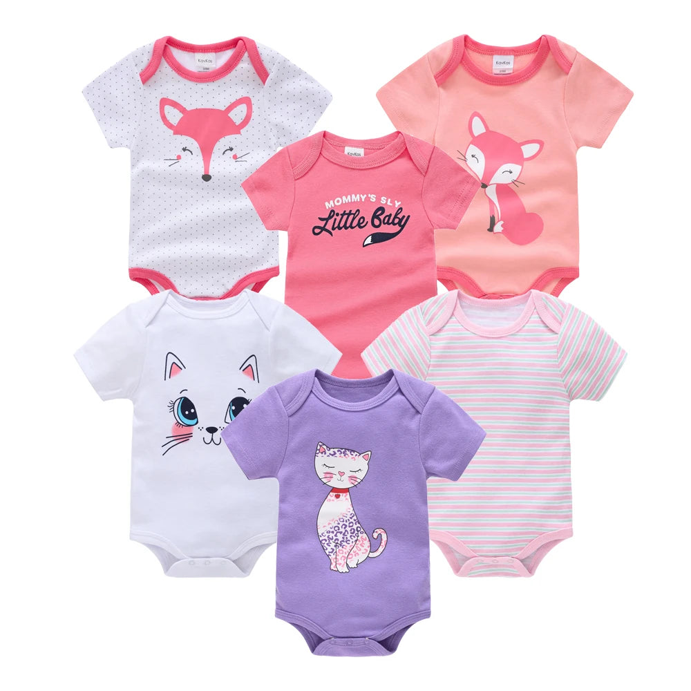 Bodies bébé fille lot de 3 ou 6 pièces - Vêtements d'été en coton manches courtes pour nouveau-nés 0-3 mois