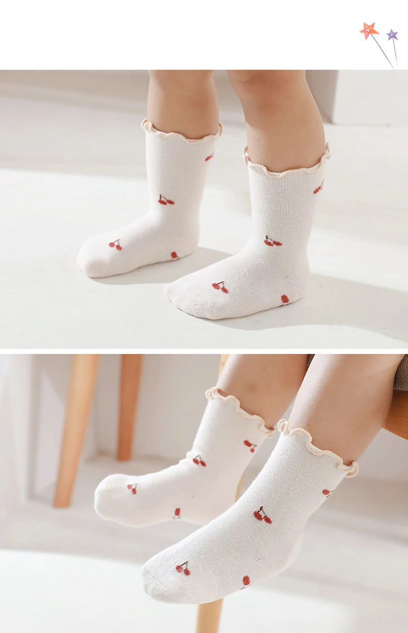Chaussettes Bébé Fille Antidérapantes - Coton Doux - Motif Floral - 0-5 ans