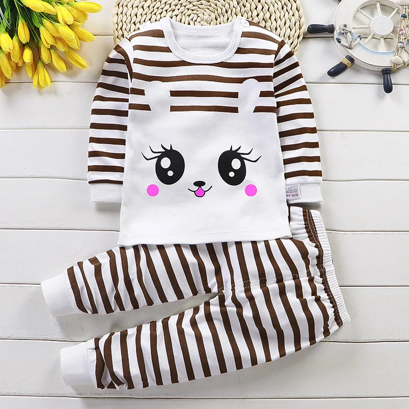 Ensemble Pyjama Enfant en Coton - Automne Hiver - Fille et Garçon - Sous-vêtements Chauds