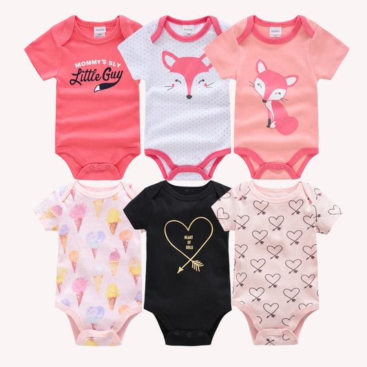 Bodies bébé fille lot de 3 ou 6 pièces - Vêtements d'été en coton manches courtes pour nouveau-nés 0-3 mois