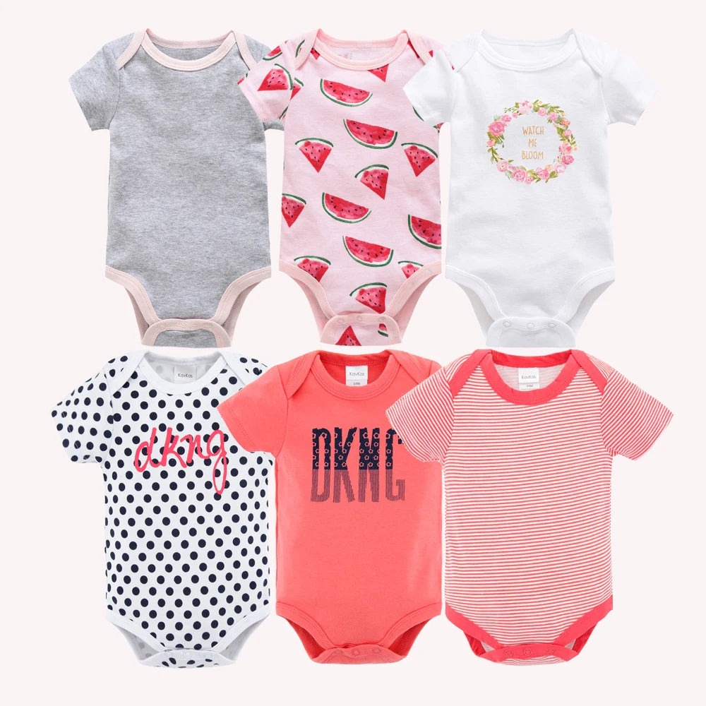 Bodies bébé fille lot de 3 ou 6 pièces - Vêtements d'été en coton manches courtes pour nouveau-nés 0-3 mois