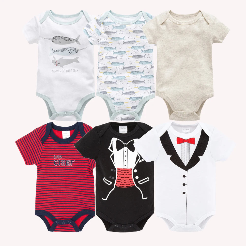 Bodies bébé fille lot de 3 ou 6 pièces - Vêtements d'été en coton manches courtes pour nouveau-nés 0-3 mois
