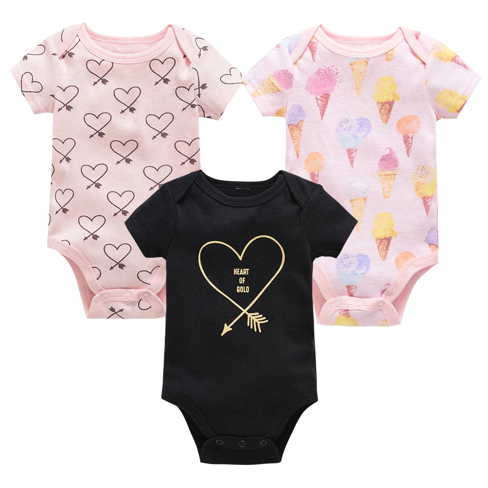 Bodies bébé fille lot de 3 ou 6 pièces - Vêtements d'été en coton manches courtes pour nouveau-nés 0-3 mois