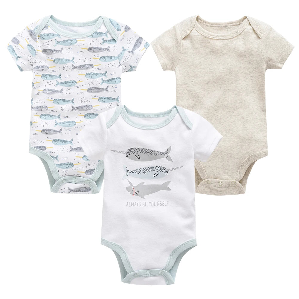 Bodies bébé fille lot de 3 ou 6 pièces - Vêtements d'été en coton manches courtes pour nouveau-nés 0-3 mois