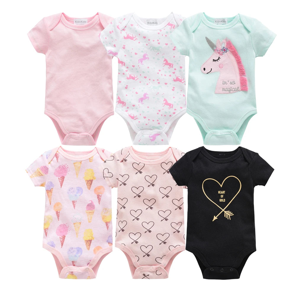Bodies bébé fille lot de 3 ou 6 pièces - Vêtements d'été en coton manches courtes pour nouveau-nés 0-3 mois