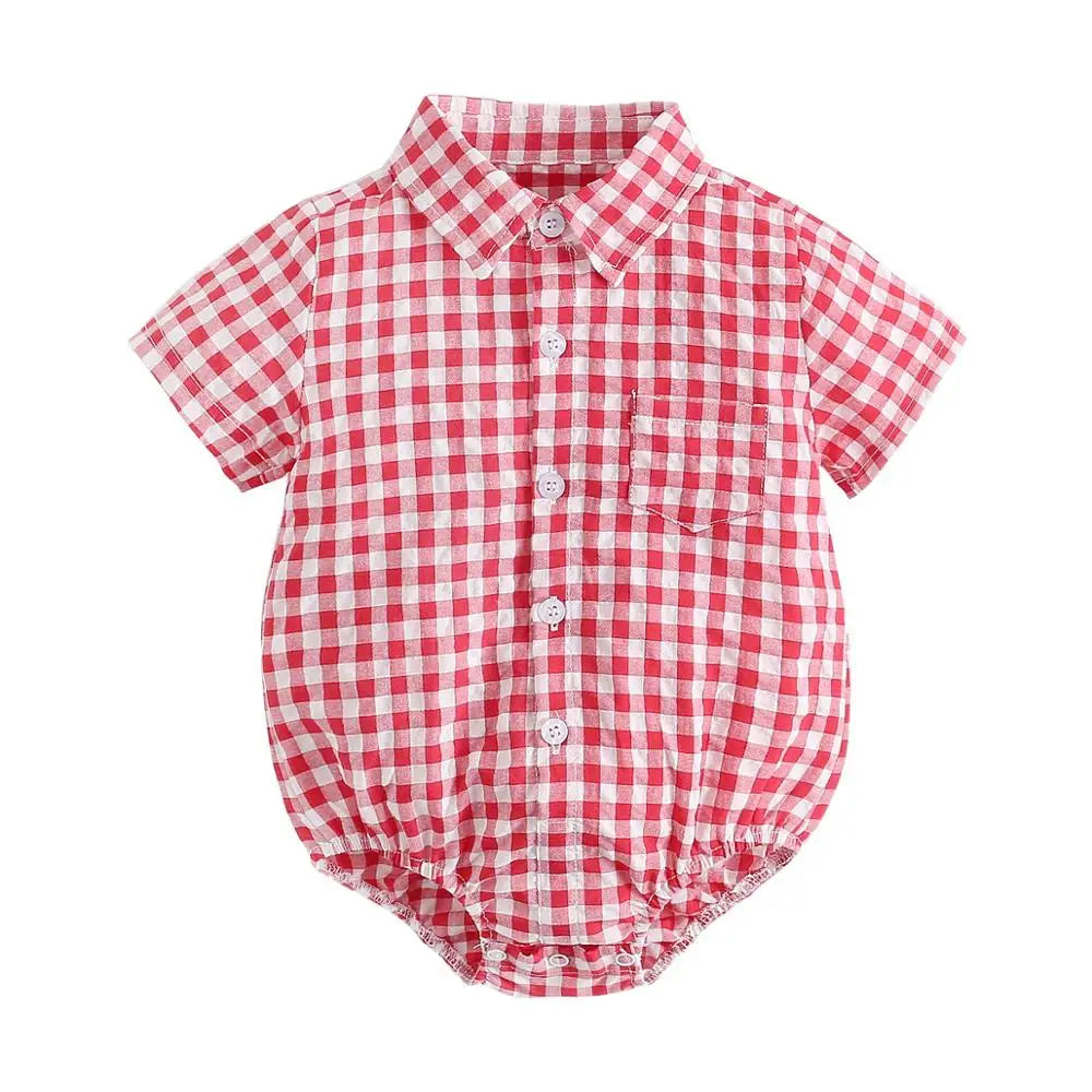 Body Manches Courtes pour Bébé Garçon - Coton Doux - Motif Carreaux - 0 à 12 mois