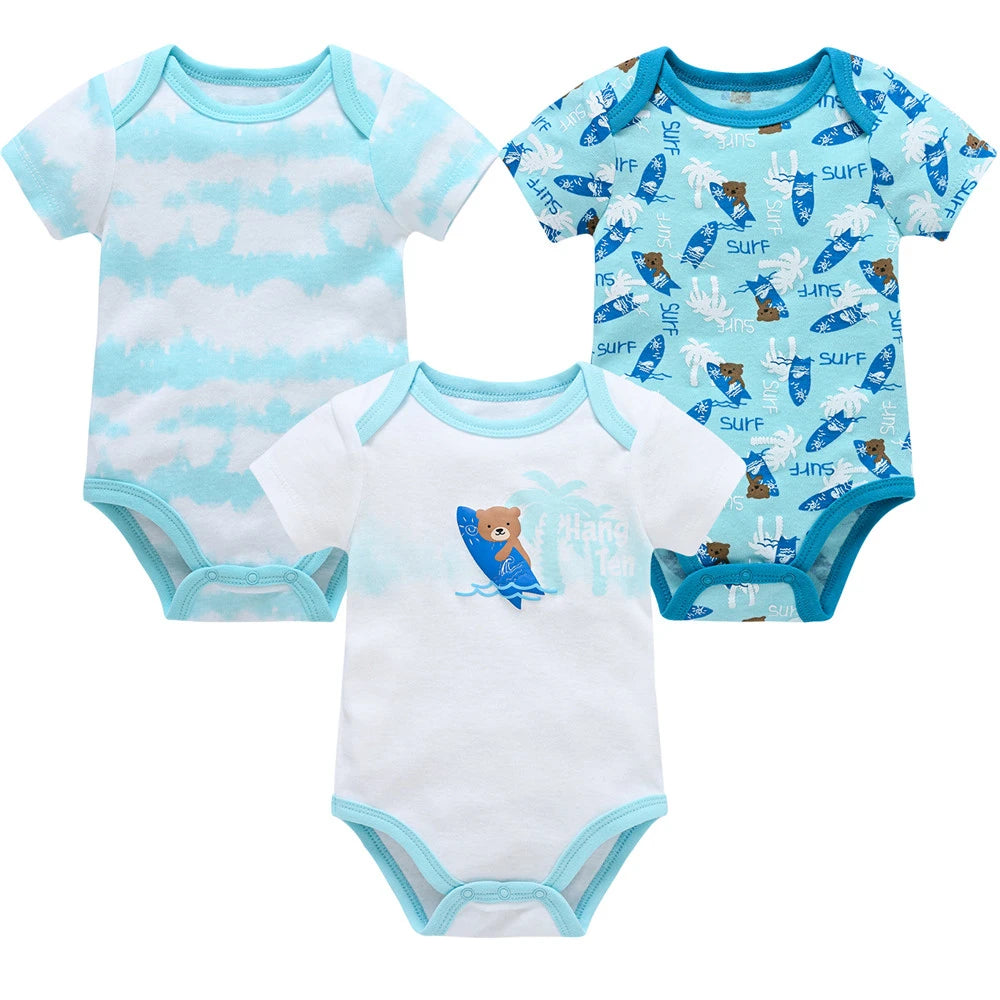 Bodies bébé fille lot de 3 ou 6 pièces - Vêtements d'été en coton manches courtes pour nouveau-nés 0-3 mois