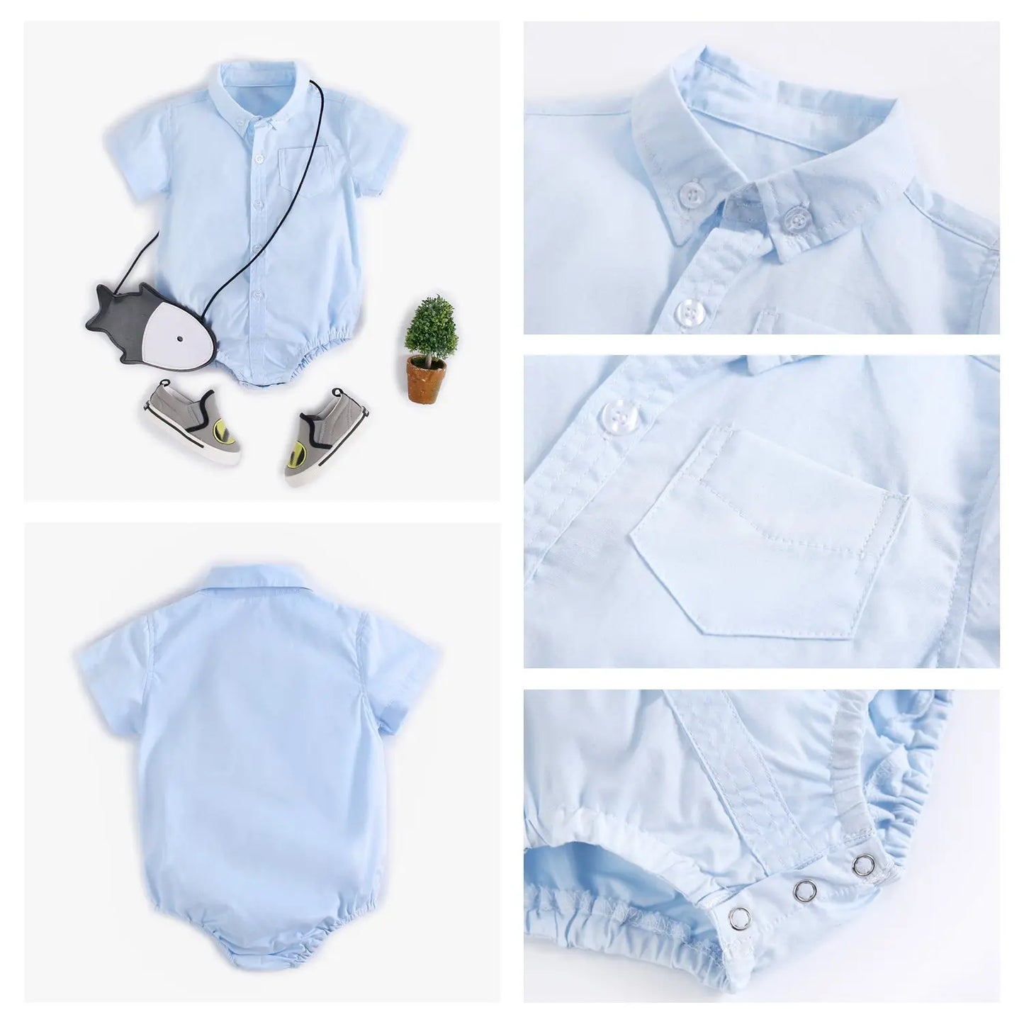 Body Manches Courtes pour Bébé Garçon - Coton Doux - Motif Carreaux - 0 à 12 mois