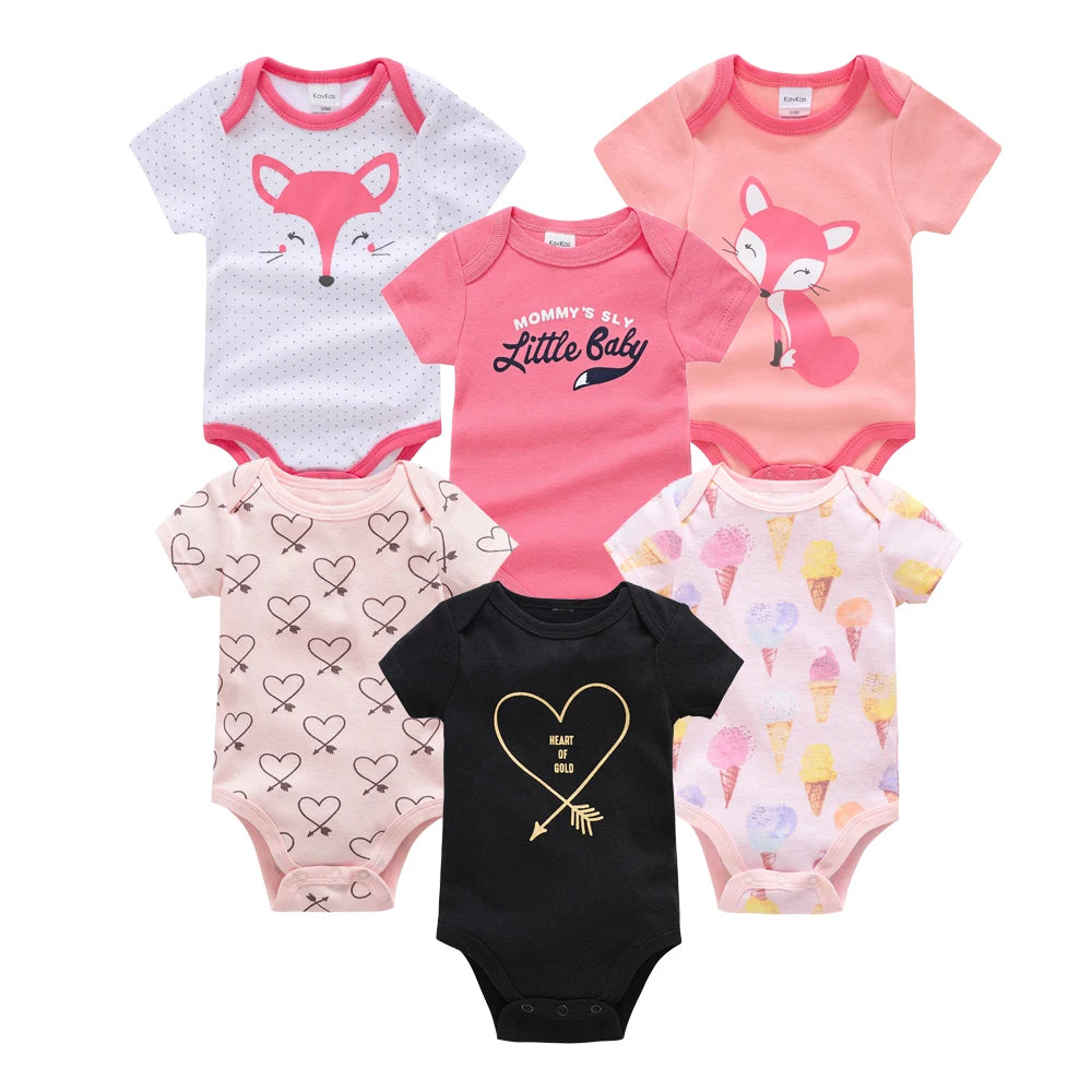 Bodies bébé fille lot de 3 ou 6 pièces - Vêtements d'été en coton manches courtes pour nouveau-nés 0-3 mois