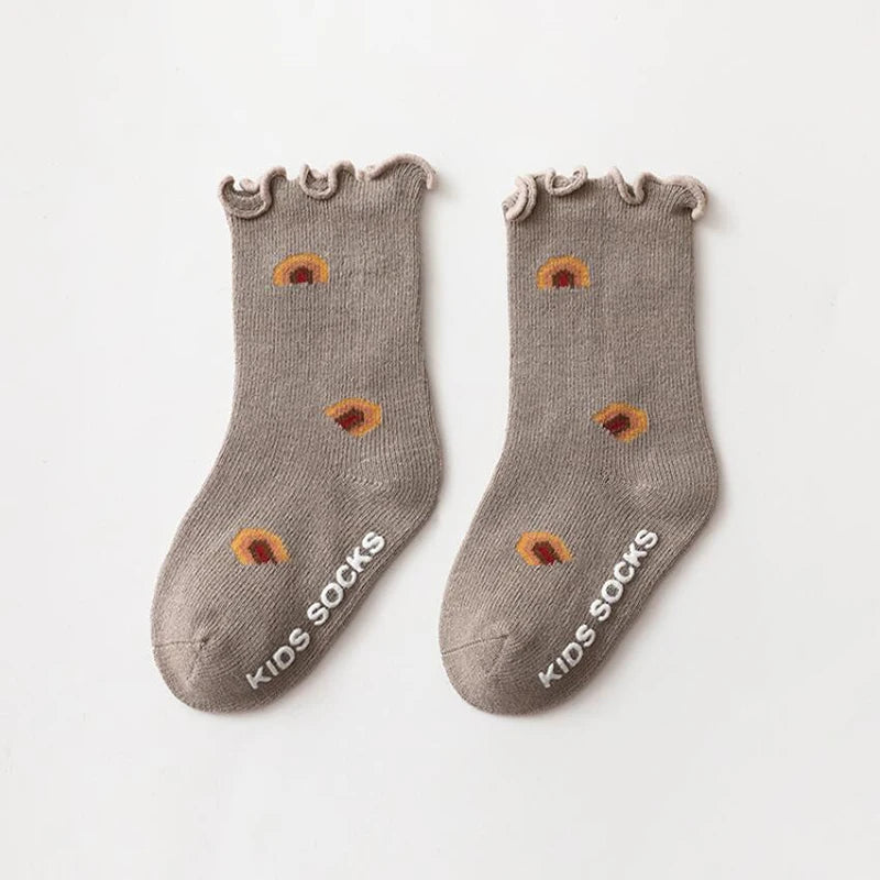 Chaussettes Bébé Fille Antidérapantes - Coton Doux - Motif Floral - 0-5 ans