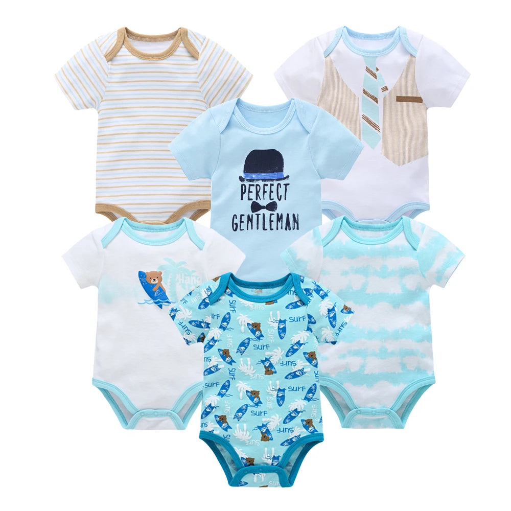 Bodies bébé fille lot de 3 ou 6 pièces - Vêtements d'été en coton manches courtes pour nouveau-nés 0-3 mois