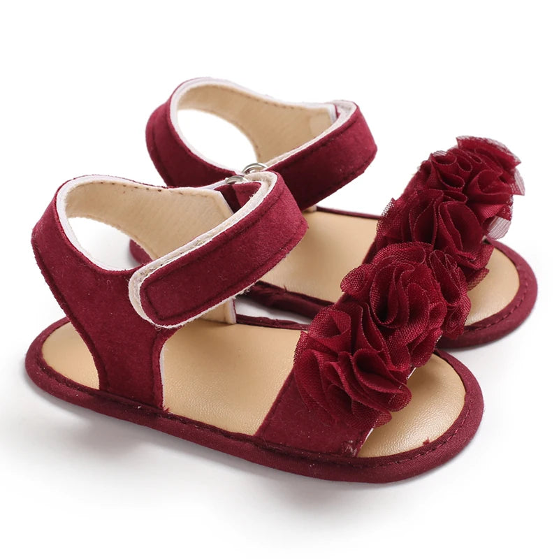 Sandales bébé fille semelles souples - Chaussures d'été plates pour nouveau-né et premiers pas - Plage et cérémonie