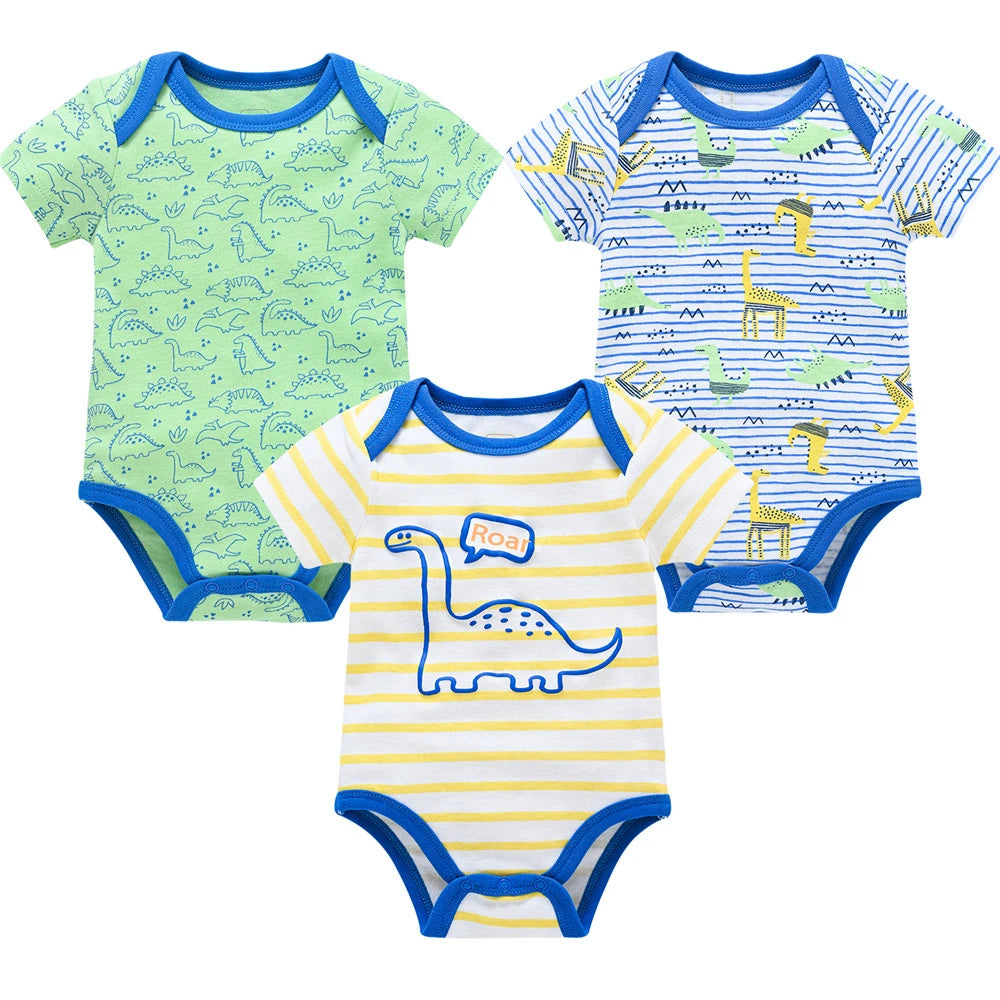 Bodies bébé fille lot de 3 ou 6 pièces - Vêtements d'été en coton manches courtes pour nouveau-nés 0-3 mois