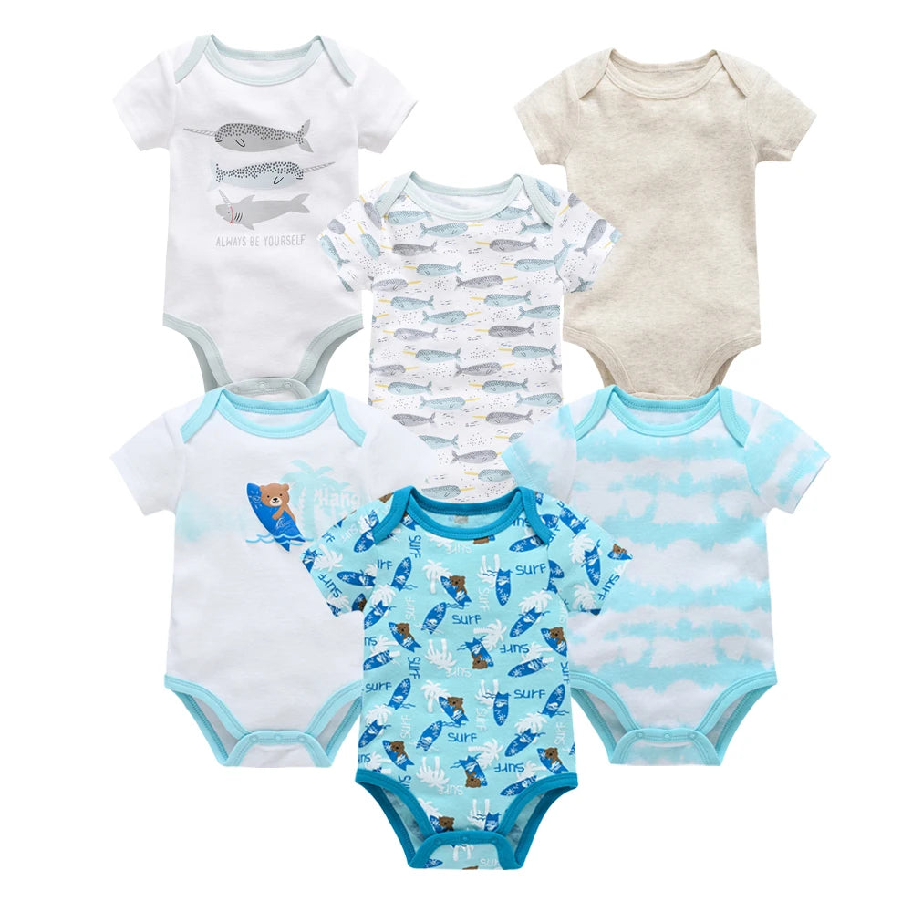 Bodies bébé fille lot de 3 ou 6 pièces - Vêtements d'été en coton manches courtes pour nouveau-nés 0-3 mois