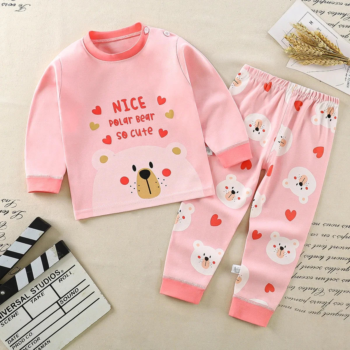 Ensemble Pyjama Enfant en Coton - Automne Hiver - Fille et Garçon - Sous-vêtements Chauds