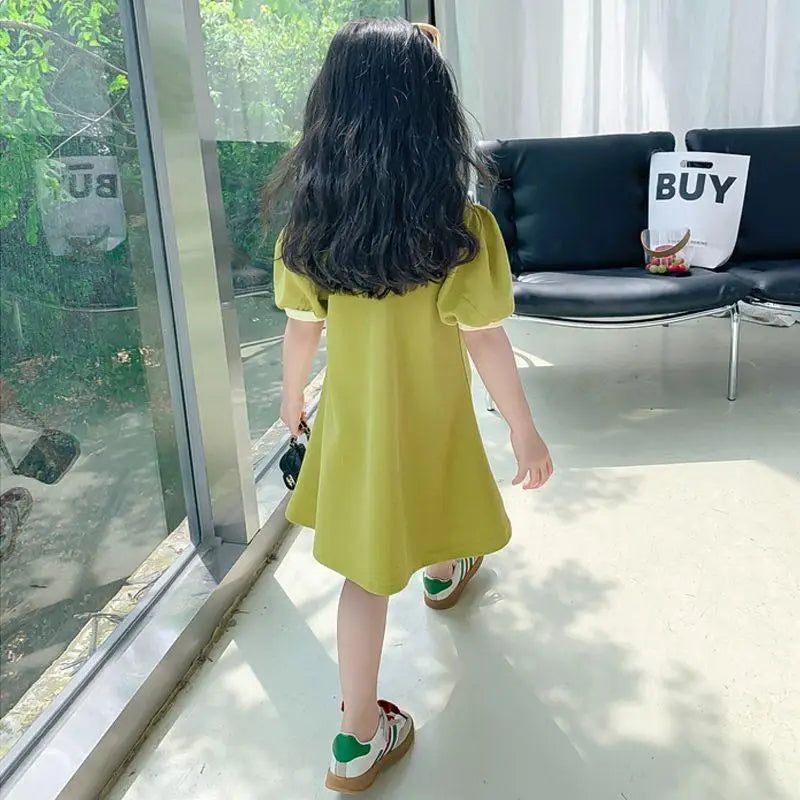 Robe d'été fille à col rayée motif fraise - Robe décontractée pour filles de 1 à 10 ans