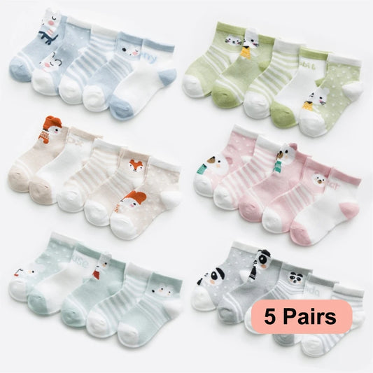 Lot de 5 Paires de Chaussettes Bébé en Coton - Maille Respirante - 0-2 ans