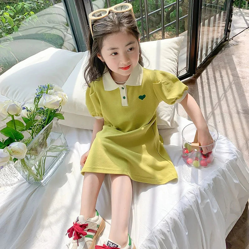 Robe d'été fille à col rayée motif fraise - Robe décontractée pour filles de 1 à 10 ans