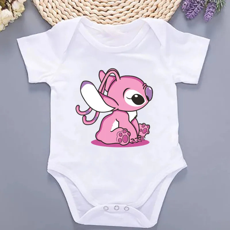 Cute Lilo Stitch Summer Baby Clothing 100% Cotton Baby Clothes 0 to 12 Months Bodysuit Baby Girl Clothes 2024