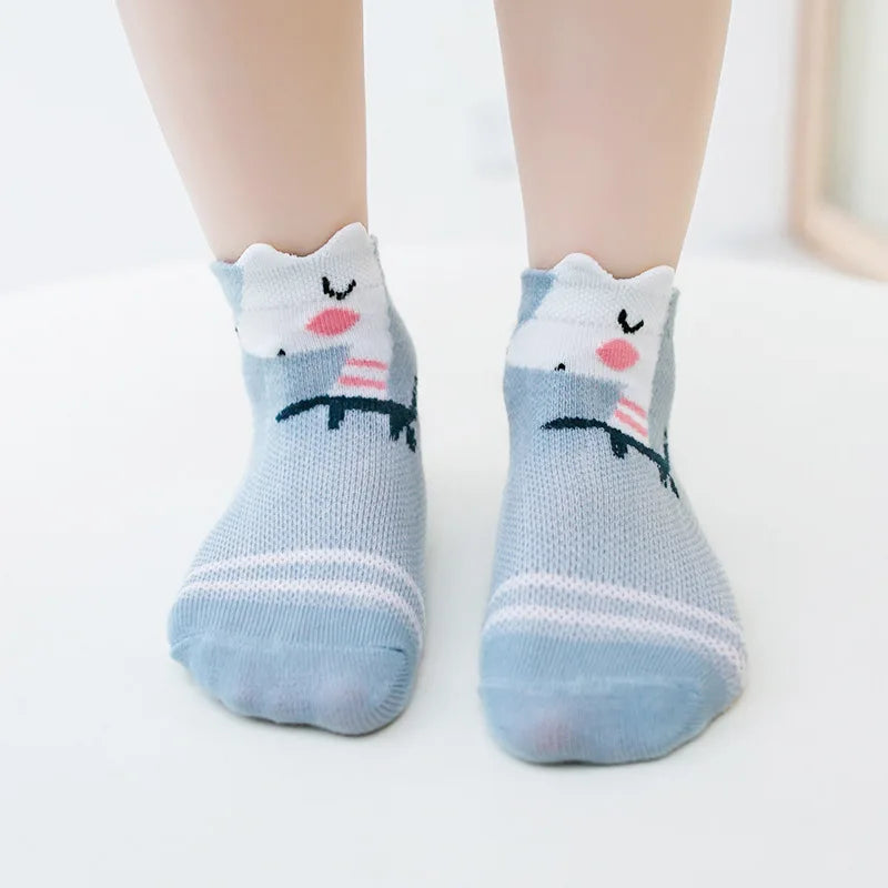 Lot de 5 Paires de Chaussettes Bébé en Coton - Maille Respirante - 0-2 ans