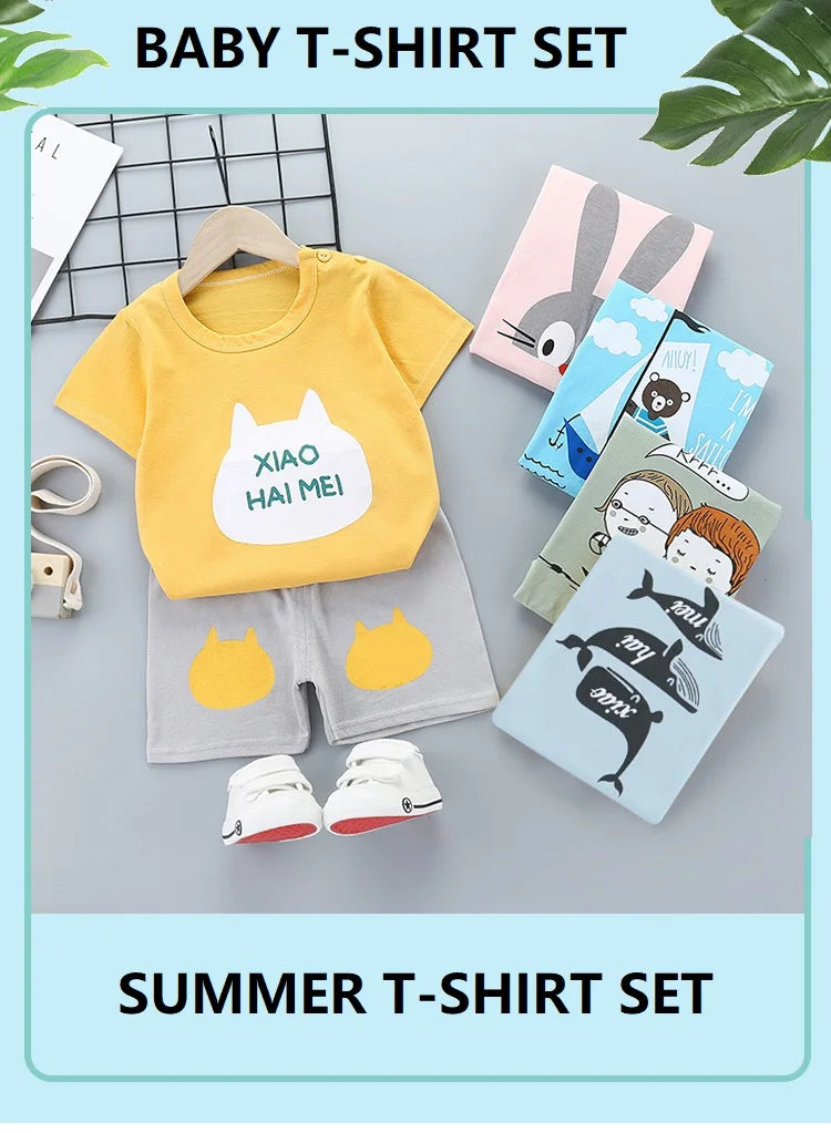 Ensemble Été Enfant 2 Pièces - T-shirt et Short en Coton - Fille et Garçon - 0-6 ans