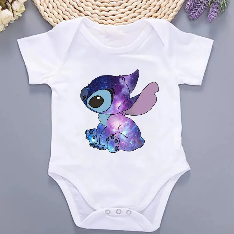 Cute Lilo Stitch Summer Baby Clothing 100% Cotton Baby Clothes 0 to 12 Months Bodysuit Baby Girl Clothes 2024