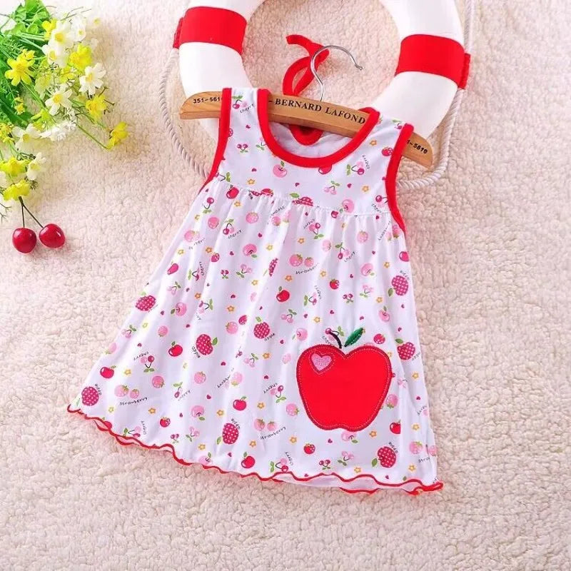Robe bébé fille en coton sans manches avec broderie - Robe d'été imprimée pour bébé