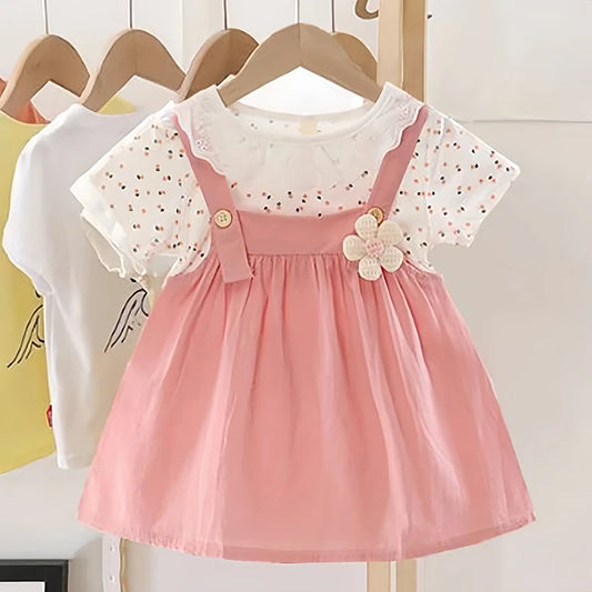 Robe élégante bébé fille 0-4 ans avec col en dentelle - Robe de fête princesse avec fleurs pour enfant