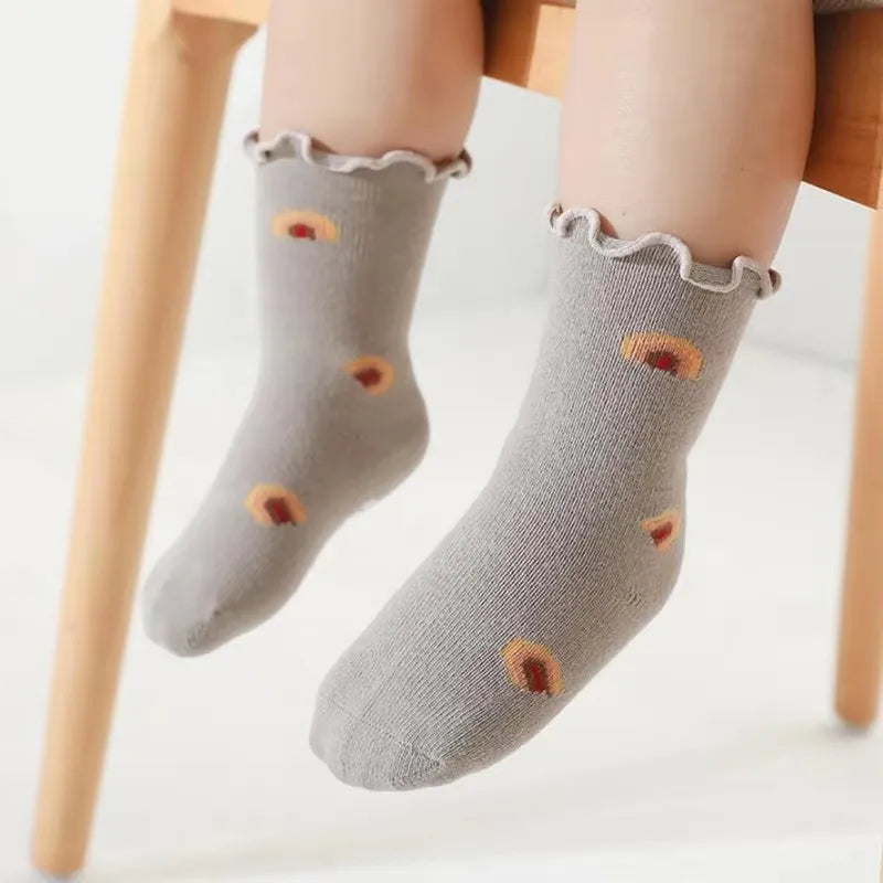 Chaussettes Bébé Fille Antidérapantes - Coton Doux - Motif Floral - 0-5 ans