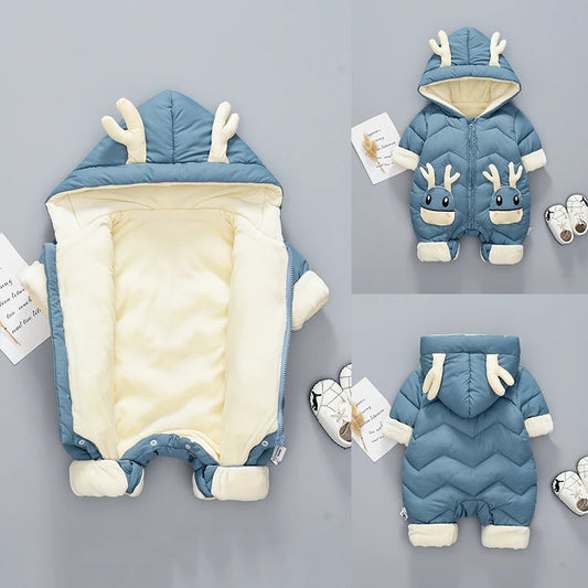 Combinaison d'Hiver pour Bébé - Velours Épais - Motif Cerf - 0 à 2 ans - OLEKID!
